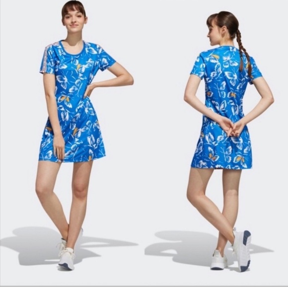 FARM Rio Dresses & Skirts - Farm Rio x Adidas butterfly blue jersey dress, size XS ♠️